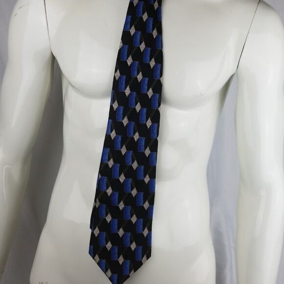 Pierre Cardin silver and blue silk tie - Picture 1 of 3